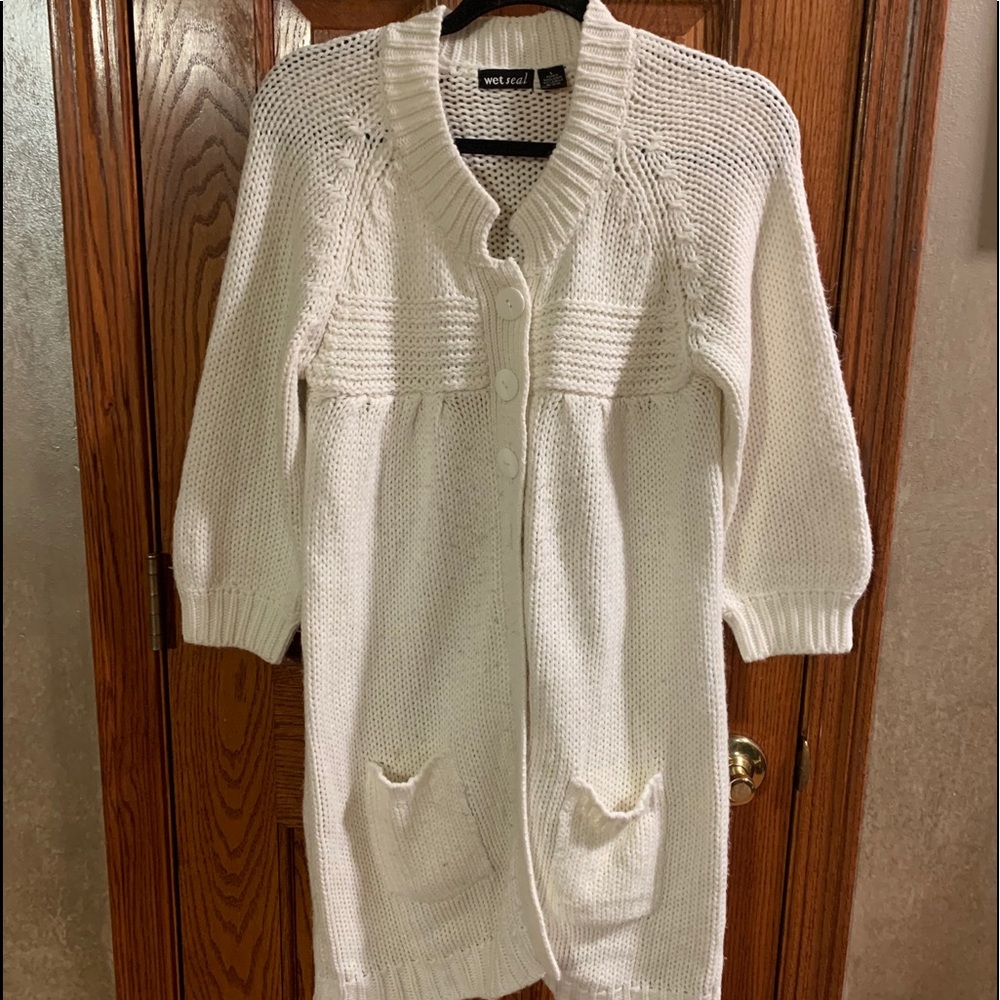 Wet Seal Long White Cardigan